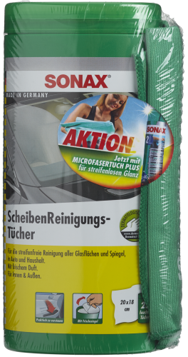 SONAX ScheibenReinigungsTücher Box mit MicrofaserTuch