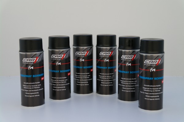 6x CAR1 CO 3600 Farb- & Lackspray 400ml - schwarz matt