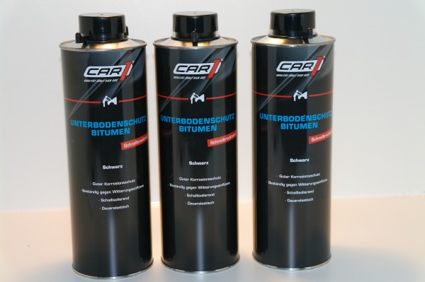 3x CAR1 CO 3613 Unterbodenschutz Bitumen 1L Pistolendose - schwarz