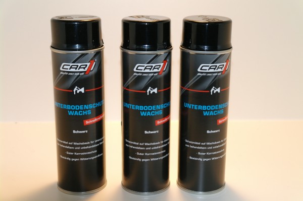 3x CAR1 CO 3608 Unterbodenschutz Wachs 500ml Spray - schwarz