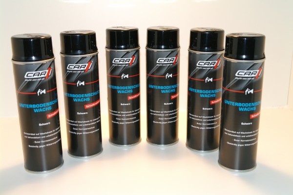 6x CAR1 CO 3608 Unterbodenschutz Wachs 500ml Spray - schwarz