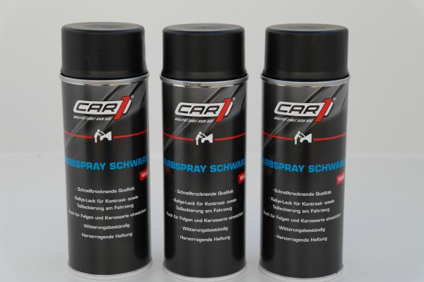 3x CAR1 CO 3600 Farb- & Lackspray 400ml - schwarz matt-Copy