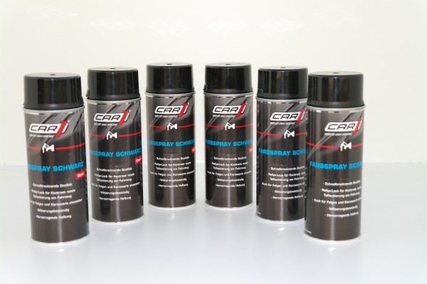6x CAR1 CO 3601 Farb- & Lackspray 400ml - schwarz glänzend
