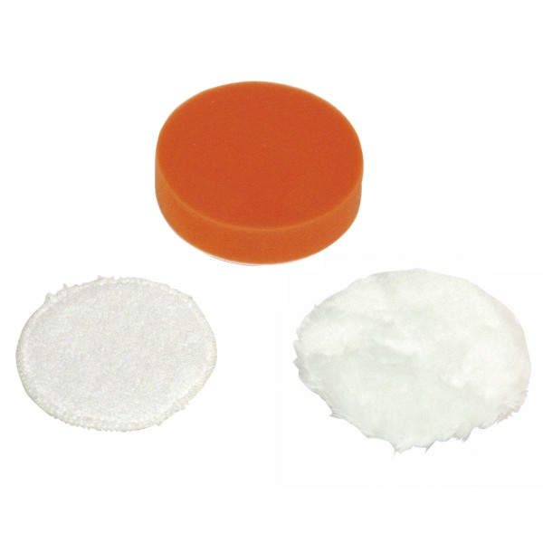 Dino KRAFTPAKET Polierpad mit Klett 100mm 3er-Set Schwamm/Fell/Mikrofaser für 640201